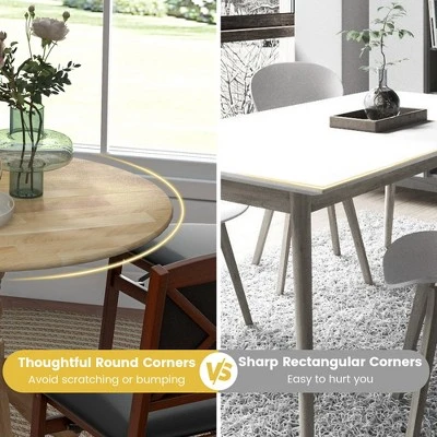 Costway Rustic Dining Table Wooden Dining Table With Round Tabletop & Curved Trestle Legs Natural/Walnut 7 Costway Rustic Dining Table Wooden Dining Table With Round Tabletop & Curved Trestle Legs Natural/Walnut - Image 7