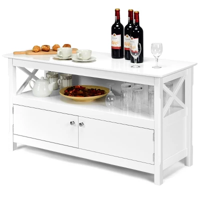 Costway Modern Free Standing TV Cabinet Wooden Console Media Entertainment Center 8 Costway Modern Free Standing TV Cabinet Wooden Console Media Entertainment Center - Image 8