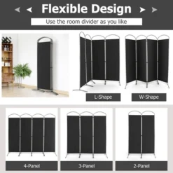 Costway 4 Panels Folding Room Divider 6 Ft Tall Fabric Privacy Screen Black/Brown/Grey/White -Costway GUEST 43b847ee 2662 4dde 86e2 8e829dd1086a