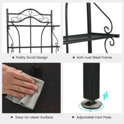 Costway 5-Tier Metal Kitchen Bakers Rack Microwave Storage Rack Oven Stand With Wine Organizer -Costway GUEST 43bd73a8 ef85 4a87 8684 000c1e4425a9