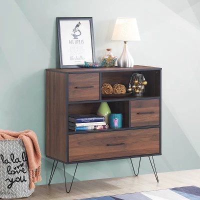 Costway Sideboard Storage Cabinet Multipurpose Display Unit W/Metal Leg & Drawers Walnut 1 Costway Sideboard Storage Cabinet Multipurpose Display Unit W/Metal Leg & Drawers Walnut