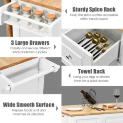 Costway Drop-Leaf Kitchen Island Trolley Cart Wood Storage Cabinet W/ Spice Rack White 17 Costway Drop-Leaf Kitchen Island Trolley Cart Wood Storage Cabinet W/ Spice Rack White -Costway GUEST 440fd2a9 8086 4a98 9a8a 091d6a43a489