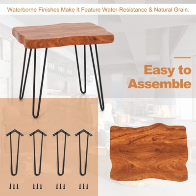 Costway Rectangular End Table Accent Side Reclaimed Teak Wood Plant Stand Patio Rustic 6 Costway Rectangular End Table Accent Side Reclaimed Teak Wood Plant Stand Patio Rustic - Image 6