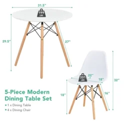 Costway Dining Table Set Modern 5 PCS For 4 Round Dining Room Table Set W/Solid Wood Leg -Costway GUEST 44516592 396f 43cc ab71 3fa187100e7d