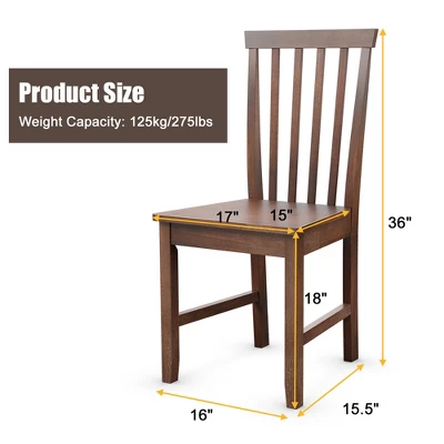 Costway Set Of 2 Dining Chair Brown Kitchen Spindle Back Side Chair With Solid Wooden Legs 1 Costway Set Of 2 Dining Chair Brown Kitchen Spindle Back Side Chair With Solid Wooden Legs