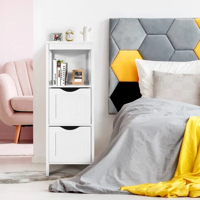 Costway Bathroom Floor Cabinet Freestanding Side Storage Organizer W/2 Removable Drawers 2 Costway Bathroom Floor Cabinet Freestanding Side Storage Organizer W/2 Removable Drawers - Image 2