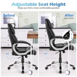 Costway Executive High Back Big & Tall Leather Adjustable Computer Desk Chair 15 Costway Executive High Back Big & Tall Leather Adjustable Computer Desk Chair -Costway GUEST 44ff6f40 54b4 421e 8fd1 d0f23f6377f0