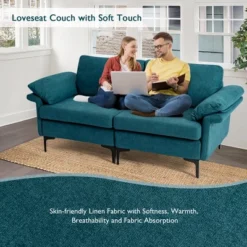 Costway Modern Loveseat Fabric 2-Seat Sofa Couch For Small Space W/ Metal Legs BlueRust Red 14 Costway Modern Loveseat Fabric 2-Seat Sofa Couch For Small Space W/ Metal Legs BlueRust Red -Costway GUEST 452bdd03 e1cd 4f84 a630 f18dcf1c54cd