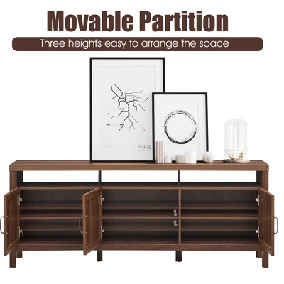 Costway TV Stand Entertainment Media Center For TV's Up To 65'' W/ Rattan Doors 8 Costway TV Stand Entertainment Media Center For TV's Up To 65'' W/ Rattan Doors - Image 8