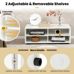 Costway TV Stand 4 Cubby TV Console Table With Adjustable Shelves Modern Home Media Entertainment Center 16 Costway TV Stand 4 Cubby TV Console Table With Adjustable Shelves Modern Home Media Entertainment Center -Costway GUEST 456873a9 3d5d 4401 bcec d82e2f988fa8