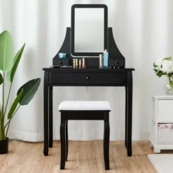 Costway Square Mirror Dressing Table Set Makeup Vanity For Bedroom, Living Room White/Black 12 Costway Square Mirror Dressing Table Set Makeup Vanity For Bedroom, Living Room White/Black -Costway GUEST 459d3c5c 382f 44a5 b532 ad6f2f710718