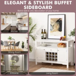 Costway Storage Buffet Sideboard Table Kitchen Sever Cabinet Wine Rack White -Costway GUEST 45c31a23 002e 4d91 a6c3 6c785acdeb66