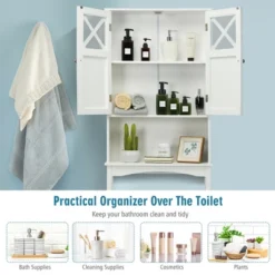 Costway 2-Door Over The Toilet Bathroom Space Saver Storage Cabinet W/ Adjustable Shelf -Costway GUEST 45d8432d 6872 4ae8 88e9 bbd7caae055c