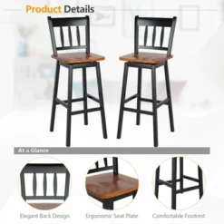 Costway Set Of 4 Swivel Bar Stools 30.5'' Pub Height Dining Bar Chairs CreamBlack -Costway GUEST 461ddd5d b646 48c9 8308 d8fa31374f7b