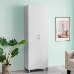 Costway 73.5''Double Door Tall Pantry Cabinet Freestanding Versatile Storage Organizer White