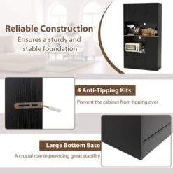 Costway 71" Tall Kitchen Pantry Cabinet With Charging Station Microwave Stand & Doors Black/White -Costway GUEST 4642add5 2373 4bf4 b92d 81dae0b19c1b