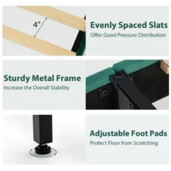 Costway Upholstered Platform Bed Frame Adjustable Headboard Footboard Modern Green -Costway GUEST 467d460b 9fe6 4660 ba3b 02391c89ab3f