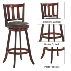 Costway Set Of 4 29.5'' Swivel Bar Stool Leather Padded Dining Kitchen Pub Bistro Chair Low Back 12 Costway Set Of 4 29.5'' Swivel Bar Stool Leather Padded Dining Kitchen Pub Bistro Chair Low Back -Costway GUEST 469874ac 8a91 4828 a4a5 fa51f957a403