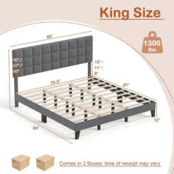 Costway Full/Queen/King Size Bed Frame Modern Linen Fabric Upholstered Platform Bed With Headboard 13 Costway Full/Queen/King Size Bed Frame Modern Linen Fabric Upholstered Platform Bed With Headboard -Costway GUEST 46b75805 9f0d 4a46 ab5a e8b58aaa03fb