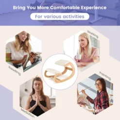 Costway Ergonomic Kneeling Chair Wooden Rocking Chair With Comfortable Padded Seat Cushion & Knee Support Upright Posture Support Chair For Back Pain Relief Beige/Black/Gray -Costway GUEST 46c470f8 759e 4b1d 8940 58bf4fe5ca50