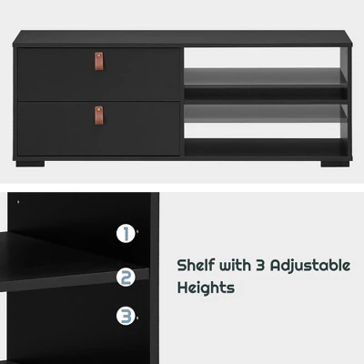 Costway TV Stand Entertainment Media Center Console For TV's Up To 55'' Walnut/Black 8 Costway TV Stand Entertainment Media Center Console For TV's Up To 55'' Walnut/Black - Image 8