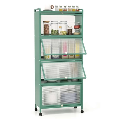 Costway 5-Tier Kitchen Baker's Rack Storage Cabinet Mobile Microwave Stand Flip-up Doors White/Black/Grey/Green 11 Costway 5-Tier Kitchen Baker's Rack Storage Cabinet Mobile Microwave Stand Flip-up Doors White/Black/Grey/Green - Image 11