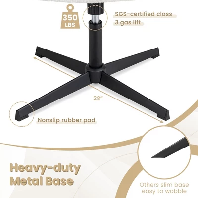 Costway Armless Office Desk Chair Modern Swivel Vanity Chair With Adjustable Height Grey/Brown/Beige 6 Costway Armless Office Desk Chair Modern Swivel Vanity Chair With Adjustable Height Grey/Brown/Beige - Image 6