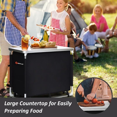 Costway Portable BBQ Aluminum Camping Table Kitchen Cook Station W/ Storage Organizer 4 Costway Portable BBQ Aluminum Camping Table Kitchen Cook Station W/ Storage Organizer - Image 4