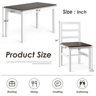 Costway 5pcs Dining Set Solid Wood Compact Kitchen Table & 4 Chairs Modern 3 Costway 5pcs Dining Set Solid Wood Compact Kitchen Table & 4 Chairs Modern - Image 3