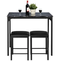 3 Piece Counter Height Dining Set Faux Marble Table 2 Chairs Kitchen Bar 18 3 Piece Counter Height Dining Set Faux Marble Table 2 Chairs Kitchen Bar -Costway GUEST 47708328 e934 448b 8c82 01beb68e60f1