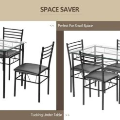 Costway 5 Piece Dining Set Glass Top Table & 4 Upholstered Chairs Kitchen Room Furniture -Costway GUEST 47c6c48e 8a6e 4ef0 868c bfa22e698f1b