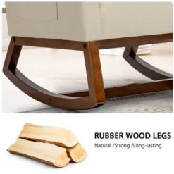 Costway Mid Century Retro Fabric Upholstered Rocking Chair Modern Armchair Beige -Costway GUEST 47ca5879 1f6d 4bb0 92b8 264832eb7519