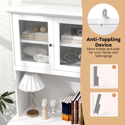 Costway Pantry Cabinet 77β Tall Kitchen Storage Cabinet With LED Lights & Charging Station,Freestanding Cupboard With 4 Adjustable Shelves 8 Costway Pantry Cabinet 77β Tall Kitchen Storage Cabinet With LED Lights & Charging Station,Freestanding Cupboard With 4 Adjustable Shelves - Image 8