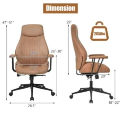 Costway High Back Office Chair Reclining Task Chair Suede Fabric BrownRed -Costway GUEST 48bb991e 0177 48f7 bf78 93e8873ff621