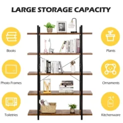 Costway 5-Tier Bookshelf Industrial Bookcase Open Storage Shelf Display Rack -Costway GUEST 48e56c77 b50d 4ecd 8f7d 983a07d9e5f3