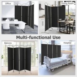 Costway 4 Panels Folding Room Divider 6 Ft Tall Fabric Privacy Screen Black/Brown/Grey/White -Costway GUEST 48e7ddda 3ad1 4926 b1b5 6a648760a4bb