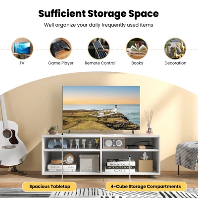 Costway TV Stand 4 Cubby TV Console Table With Adjustable Shelves Modern Home Media Entertainment Center 5 Costway TV Stand 4 Cubby TV Console Table With Adjustable Shelves Modern Home Media Entertainment Center - Image 5