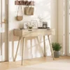 Costway Rattan Console Table With Pull-out Drawer Boho Style Entryway Table
