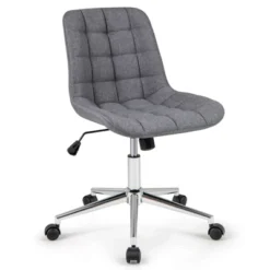 Costway Upholstered Armless Office Chair With Adjustable Height & Wheels For Small Spaces Gray/White -Costway GUEST 49dbeb08 2c49 4bb2 948d 2c039cbe0f63