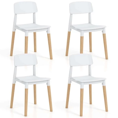 Costway Dining Side Chairs Set Of 4 With Ergonomic Backrest Wide Seat & Sturdy Wooden Legs Black/White 11 Costway Dining Side Chairs Set Of 4 With Ergonomic Backrest Wide Seat & Sturdy Wooden Legs Black/White - Image 11