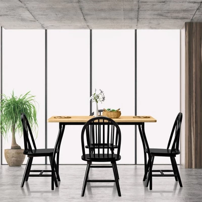Costway Set Of 2 Vintage Windsor Dining Side Chair Wood Spindleback Kitchen Room BlackWhite 6 Costway Set Of 2 Vintage Windsor Dining Side Chair Wood Spindleback Kitchen Room BlackWhite - Image 6