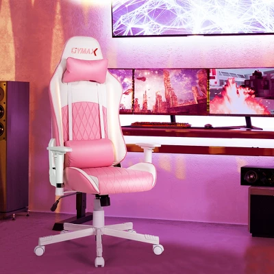 Costway Gaming Chair Racing Style Adjustable Swivel Computer Office Chair Pink 4 Costway Gaming Chair Racing Style Adjustable Swivel Computer Office Chair Pink - Image 4