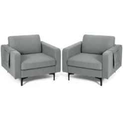 Costway Set Of 2 Fabric Accent Armchair Single Sofa W/ Side Storage Pocket -Costway GUEST 4a741f0d 1f39 49b1 b54b 086be7e2ec07