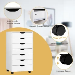 Costway 7 Drawer Chest Storage Dresser Floor Cabinet Organizer With Wheels White 11 Costway 7 Drawer Chest Storage Dresser Floor Cabinet Organizer With Wheels White -Costway GUEST 4aa8e103 5f98 4b44 8c36 5f40d944de45