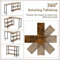 Costway 360° Rotatable Sofa Side Table L-shaped Laptop Desk Snack Table WithShelf Patented Brown/Natural/Walnut/Rustic Brown -Costway GUEST 4b7789b8 76e1 4eee b0a3 8428d4b76456