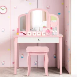 Costway Kids Vanity Set Princess Makeup Dressing Play Table Set W/Mirror White Pink 17 Costway Kids Vanity Set Princess Makeup Dressing Play Table Set W/Mirror White Pink -Costway GUEST 4bee96ac 5128 4faa 9101 e6e21920d27d