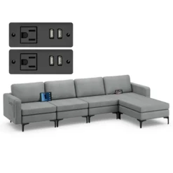 Costway Modular L-shaped Sectional Sofa W/ Reversible Chaise & 4 USB Ports OrangeDark Grey 22 Costway Modular L-shaped Sectional Sofa W/ Reversible Chaise & 4 USB Ports OrangeDark Grey -Costway GUEST 4c0ce781 89e2 4e4a 9355 4ebb345b82f6
