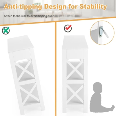 Costway 3-Tier Console Table X-Design Sofa Entryway Table With Drawer & Shelves Gray Espresso 6 Costway 3-Tier Console Table X-Design Sofa Entryway Table With Drawer & Shelves Gray Espresso - Image 6