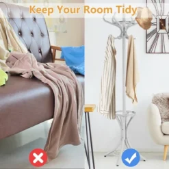Costway Wood Standing Hat Coat Rack Jacket Bag Hanger Tree W/12 Hooks & Umbrella Stand 16 Costway Wood Standing Hat Coat Rack Jacket Bag Hanger Tree W/12 Hooks & Umbrella Stand -Costway GUEST 4c1975a1 86d3 42fe bf53 b77613489d1c