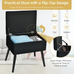Costway Velvet Storage Ottoman Tufted Flip Top Vanity Stool Footrest With Wood Legs 15 Costway Velvet Storage Ottoman Tufted Flip Top Vanity Stool Footrest With Wood Legs -Costway GUEST 4c4e7f10 a367 48b1 a05f c9288dc36c6d